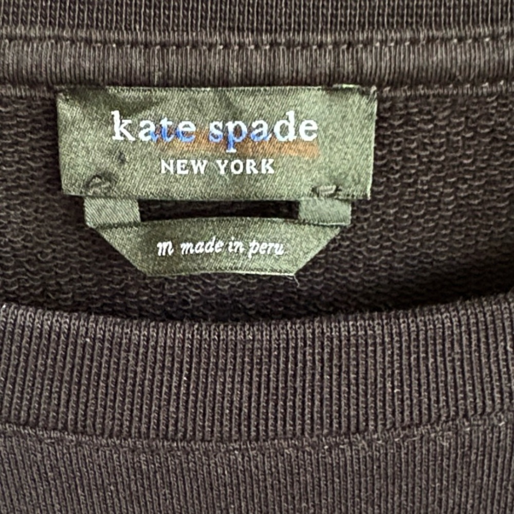 EUC Kate Spade Embroidered Logo Sweatshirt Black White Size Medium - Picture 2 of 7